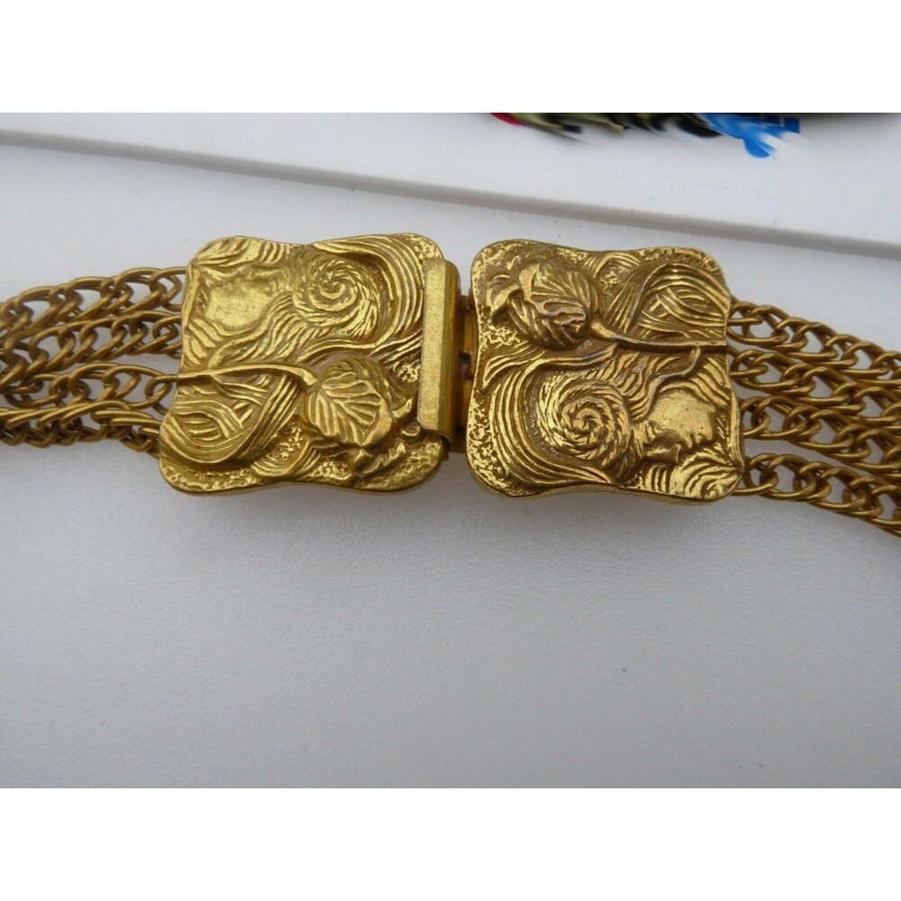 Lucien Piccard Vintage Gold-Tone Multi-Strand Chain Necklace With Ornate Pendant - Picture 5 of 8